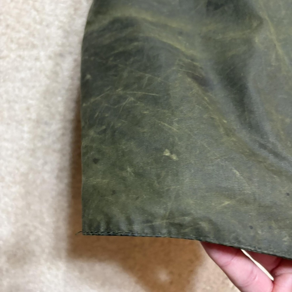 Vtg Barbour A130 Spey Jacket Mens Large Short Green Waxed Made England Hooded - Picture 14 of 16